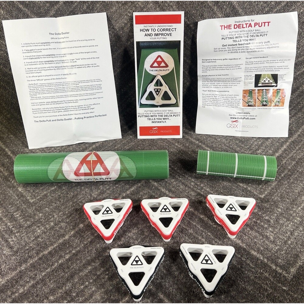 Delta Dueler Putt Golf Putting Mat Putt Practice Training Aid 5 Pucks NOB